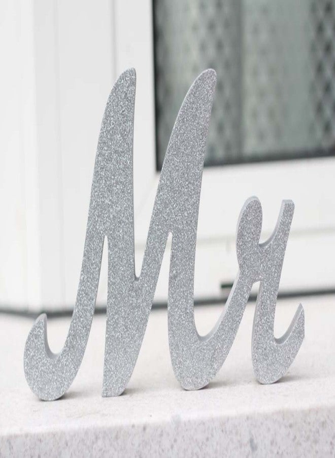 Amajoy Large Vintage Silver Glitter Mr & Mrs Wooden Letters Wooden Sign for Wedding Decoration Home Decoration Table Decoration - Image 5
